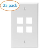 Kenuco Gang Keystone Wall Plate - Standard Size (25 Pack, 4 Port)