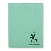 Large 9.5" X 12" Portfolio Notepad, Wheelchair Volleyball, Personalized Engraving Included (Teal)