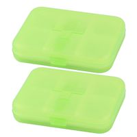 uxcell Plastic Travel 6 Compartments Capsule Pills Portable Storage Box Case 2pcs Green