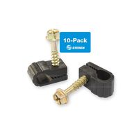 STEREN Coaxial Cable Clips - Cable Holder - Wire Clips - Siding Clips for Hanging - Cord Holder for Desk - Cable Clamps - Cord Clip - Wire Organizer Clips - Tv Mount Screws - Black - 10 Pack