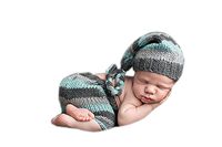 Pinbo Newborn Baby Photography Prop Crochet Knitted Crochet Costume Streped Hat Pants
