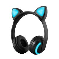 GZCRDZ Wireless Bluetooth Over-Ear Headphones w/Mic,7 Colors LED Light Flashing Glowing On-Ear Stereo Earphone Compatible with Smart Phones PC Tablet (19D Cat)
