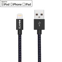 [2-Pack] Apple MFi Certified 3.3 Feet (1 m) Heavy-Duty Nylon-Braided Data Sync Lightning to USB Charger Charging Cable Cord for iPhones by Clambo - Black