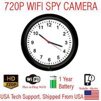 SecureGuard 720P XWALL Xtreme WIFI Battery Powered Wall Clock Spy Camera Wireless IP P2P Wi-Fi Mobile Hidden Nanny Cam Spy Camera Gadget (UP TO 1 YEAR BATTERY LIFE)