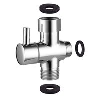 Ciencia Metal T-adapter with Shut-off T Valve, 7/8 or 15/16 and G1/2 3-way Water Tee Connector,for Handheld Toilet Bidet Spray Bathroom,Chrome, DSF006