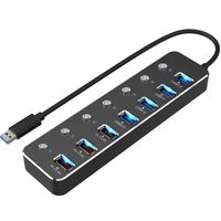 LOBKIN 7 Ports Hub, USB 3.0 Hub,Ultra Slim Portable Data Hub with Individual Switches Applicable for iMac Pro, MacBook Air, Mac Mini/Pro, Surface Pro, Notebook PC, Laptop
