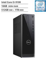 Newest Dell Inspiron 3471 Small Form Mini Desktop, 9th Gen Core i3-9100 3.60 GHz, 16GB DDR4 RAM, 512GB M.2. SATA SSD(Boot) + 1TB HDD, 802.11bgn + Bluetooth 4.0, HDMI, VGA, DVD-RW, Windows 10