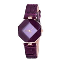 Liobaba Watch Quartz Women Watch Irregular Dial Case Rhinestone Cut Watch Leather Watchband Quartz Wristwatch Female Dress Watch