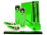 Lime Chrome Mirror Vinyl Decal Faceplate Mod Skin Kit for Nintendo Wii Console by System Skins