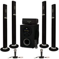 Acoustic Audio AAT3002 Tower 5.1 Bluetooth Speaker System with 8" Powered Subwoofer and Microphones