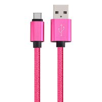 Cmple - USB-C (USB Type C) to USB (USB-A) Braided Data Charging Cable - 10 Feet, Neon Pink