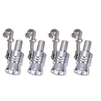 Jessie storee Turbo Sounder Maker Exhaust Pipe Oversized Roar Simulator Car Sound Auto Loud Whistle Modified Turbine Aluminum Tailpipe Valve Sound Wave Fried Street 2Pack (4PC, XL:2.2"-3.35", Silver)