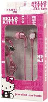 Hello Kitty KT2081A Jeweled Earbud Headphones, In-Line Volume Control
