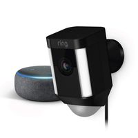 Ring Spotlight Cam Wired (Black) with Echo Dot (Charcoal)