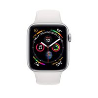 Apple Watch Series 4 (GPS + Cellular, 44mm) - Silver Aluminium Case with White Sport Band (Renewed)