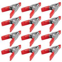 Wideskall 2" inch Mini Metal Spring Clamps w/Red Rubber Tips Clips (Pack of 12)