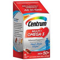 Centrum Multi + Omega-3 (60 Count, 2 Month Supply) Adult Multivitamin and Omega-3 Supplement for Men Over 50, Multivitamin Support for Your Heart, Vitamins B6, B12 and Folate