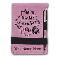 Mini Notepad, World's Greatest Wife, Personalized Engraving Included (Pink)