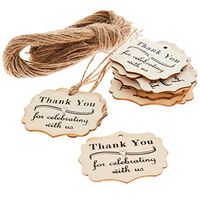 Juvale 100-Pack Wood Thank You Tags with Twine for Wedding and Baby Shower Party Favors, 2 Inches