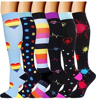 6 Pairs Graduated Compression Socks for Women Men 20-30mmhg Knee High Stockings