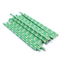 VEIREN 100Pcs Paper Drinking Straws Biodegradable Recycled Strip Bamboo Drink Party Favors Wedding Decoration Supply 7.75 Inch Green