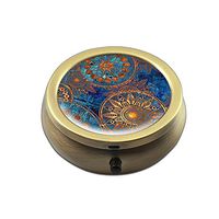 Pill Box - Cheliz Compact 3 Compartment Medicine Case, Pill Box for Pocket or Purse(Blue Compass-1)