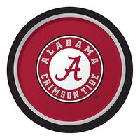 Creative Converting 8 Count Sturdy Style University of Alabama Paper Plates (Dinner Size), 8.75", Crimson/White