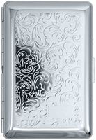 Silver Victorian Scroll (7 100s) Metal-Plated Cigarette Case & Stash Box