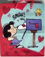 Valentine Small Glitter Snoopy Gift Bag 6.5"