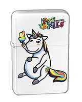 Hat Shark Pot Smoking Pals Unicorn Vector KGM Thunderbird Vintage Lighter - White Matte Finish