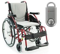 S-Ergo 125 Ergonomic Wheelchair | Seat Size 16" X 17" | Flip-Back Armrest | Swing Away Footrest | Frame Color Red & Free 130 dB Silver Safety Alarm!