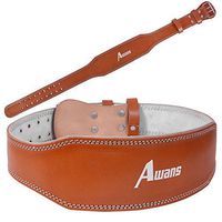 Awans Genuine Leather Pro Weight Lifting Belt for Men and Women | Durable Comfortable & Adjustable with Buckle | Stabilizing Lower Back Support for Weightlifting (Medium) 32" - 40"