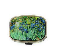 Value Arts Vincent Van Gogh Irises Pill Box, Brass and Glass, 2.25 Inches Long