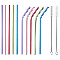 Teepao 12 Pack Reusable Stainless Steel Straws Curved with 2 Cleaning Brush-Stainless Steel Metal Straws Ultra Long 8.5 Inch Reusable Drinking Metal Straws for Frozen Drink, Milkshake.Dishwasher Safe