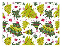Whimsical Polka Dot Christmas Trees Holiday Gift Wrap Paper - 15 Foot Roll
