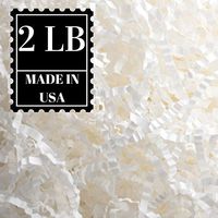 Crinkle Cut Paper Shred Filler for Packing and Filling Gift Baskets, Natural Craft Bedding in Brown Kraft Red Pink White Green Yellow Blue and White … (2 LB, White)