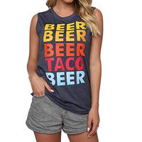 general3 Women Sport Tank Tops Fashion Letter Print Sleeveless O-Neck Workout Fitness Vest Casual Blouse (Gray, Small)