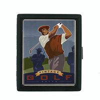 Perfection In Style Metal Cigarette Case Vintage Golf Design 004