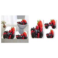 Grace Little three-piece toilet seat pad custom a pile of berry fruits blueberries raspberries blackberries and a strawberry against a white