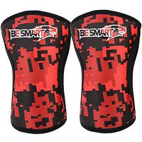 BeSmart Knee Sleeves Support Crossfit Power Weight Lifting Squats Patella Brace (Red Sublimated, Large)