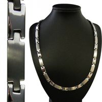 Magnetic Therapy Men's Necklace Thick H Design Silver