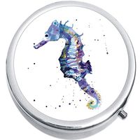 Watercolor Seahorse Medicine Vitamin Pill Box