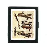 Perfection In Style Metal Cigarette Case Vintage Cat Design 004