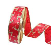 Ornerx Christmas Ribbon Reindeer Red 2" x 3 yd