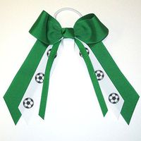 Sublimation Specialties Soccer Hair Bow - Made in The USA, Avail in Many Colors, Kelly, White Pony Band