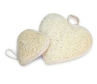 Natural Loofah Bath Sponge Pads for Hand and Foot 2 Pack (Heart 6 inch)
