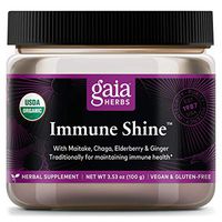 Gaia Herbs Immune Shine Mushroom and Herb Powder, Immune Support, Chaga Mushroom, Maitake Mushroom, Elderberry, Ginger, Daily Herbal Supplement, 3.53 Ounce