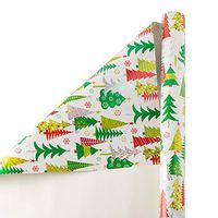 JAM PAPER Wide Gift Wrap - Christmas Wrapping Paper - 40 Sq Ft - Holographic Colorful Trees - Roll Sold Individually