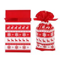 30 Pack Christmas Elk Candy Treat Bags Drawstring Plastic Party Favor Cookie Chocolate Gift Bags Wrapping Goodies Package for Christmas Wedding Party Birthday Holiday