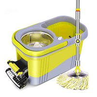 Rotating Mop And Pedal Bucket With 2 Microfiber Heads And 12L Mop Bucket For Floor Cleaning
